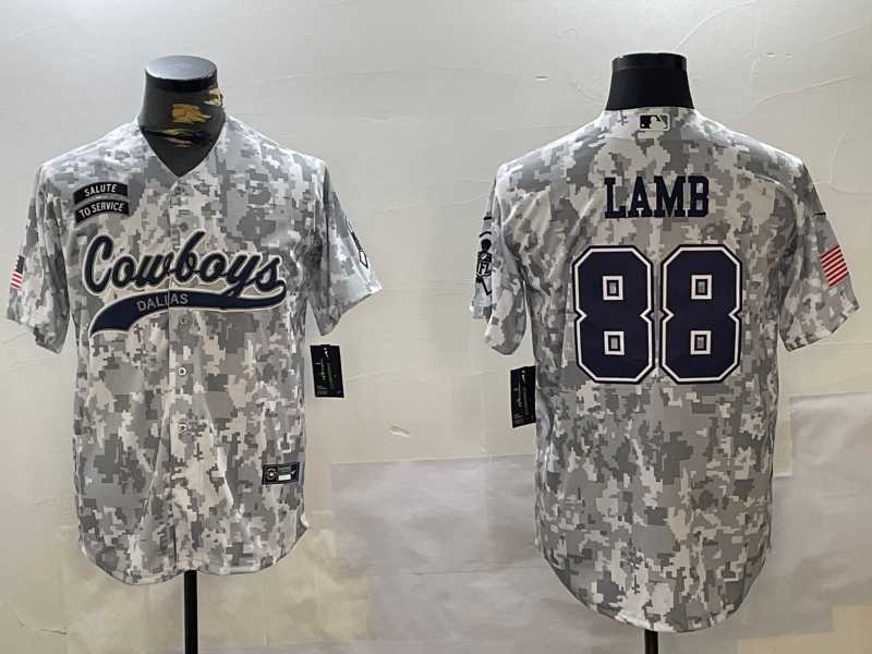 Men%27s Dallas Cowboys #88 CeeDee Lamb Arctic Camo 2024 Salute to Service Stitched Baseball Jersey